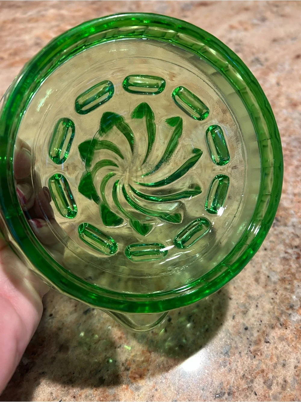 Vintage Hazel Atlas Uranium Green Depression Glass Citrus Juicer Reamer 1930’s
